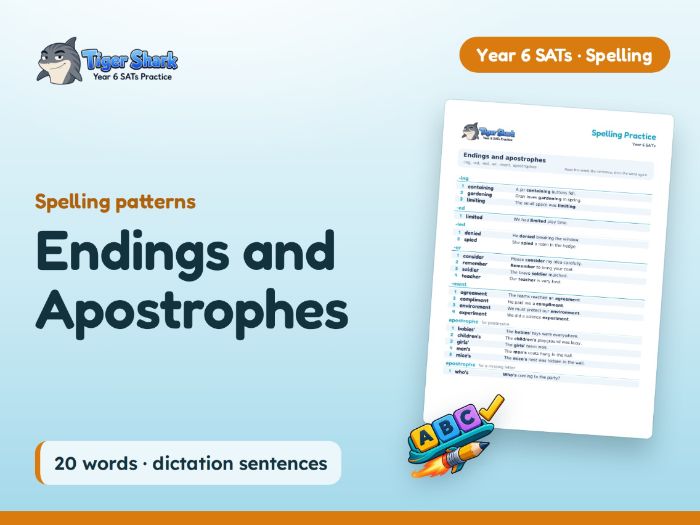 Endings and Apostrophes: Year 6 Spelling