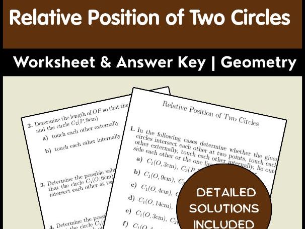 Relative Position of Two Circles Worksheet & Answer Key | Geometry