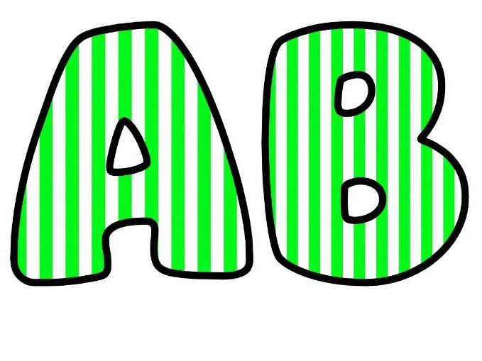 Green Vertical Stripes Bubble Letters | Striped Bulletin Board Letters | Classroom Display Pack