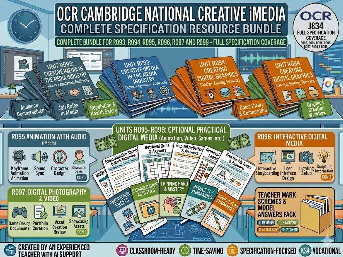 OCR Cambridge National Creative iMedia Complete Specification Resource Pack Bundle | R093-R099