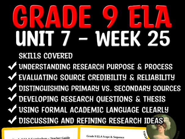 Grade 9 ELA Unit 7 Week 25 | Research Foundations & Source Evaluation