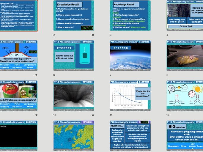 AQA GCSE Physics P11.3 – Atmospheric Pressure | Editable Lessons, Worksheets & Answers + Free AI Mar