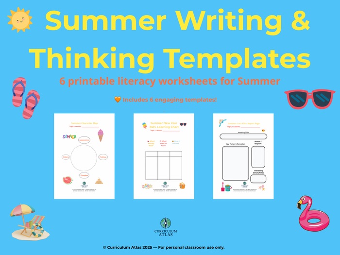 Summer Writing & Thinking Templates – 8 Printable Graphic Organisers (Curriculum Atlas)