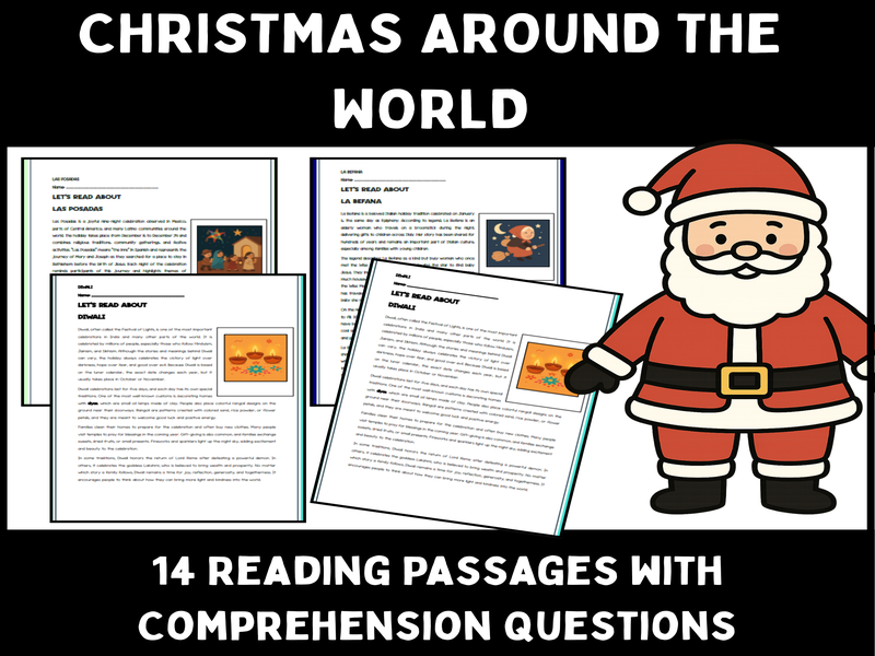 Christmas Around the World Comprehension Pack | KS2–KS3 Reading Worksheets | Multicultural Holiday T