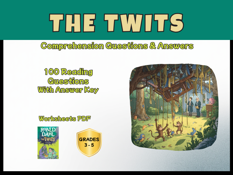The Twits Novel Study Reading Comprehension PDF | 100 Questions + Answer Key | Roald Dahl Years 4–7