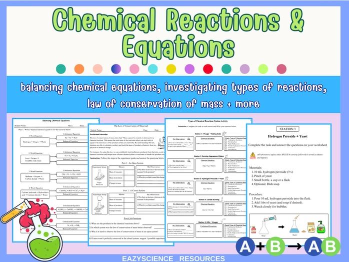 Chemical Reactions And Balancing Chemical Equations Multiple Activity Lesson