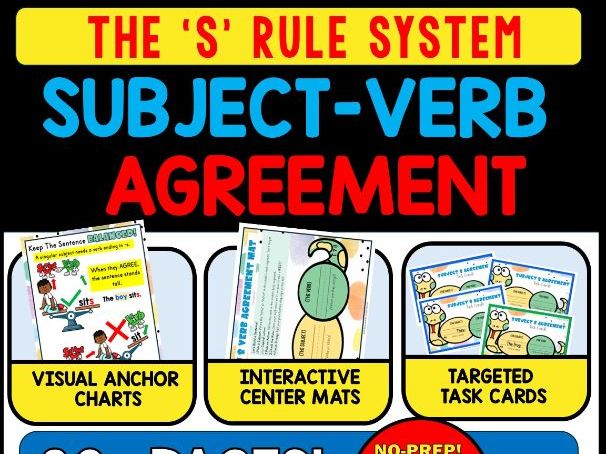 Subject-Verb Agreement Mega Bundle | Key Stage 1 & EYFS Grammar Anchor Charts, Writing Mats & Task C