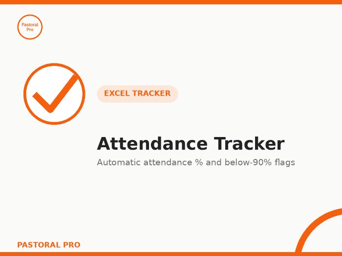 Attendance Tracker — Automated Excel Spreadsheet with Live % and Below-90% Flags
