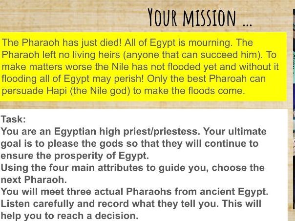 Egyptian Pharaohs Role Play Lesson