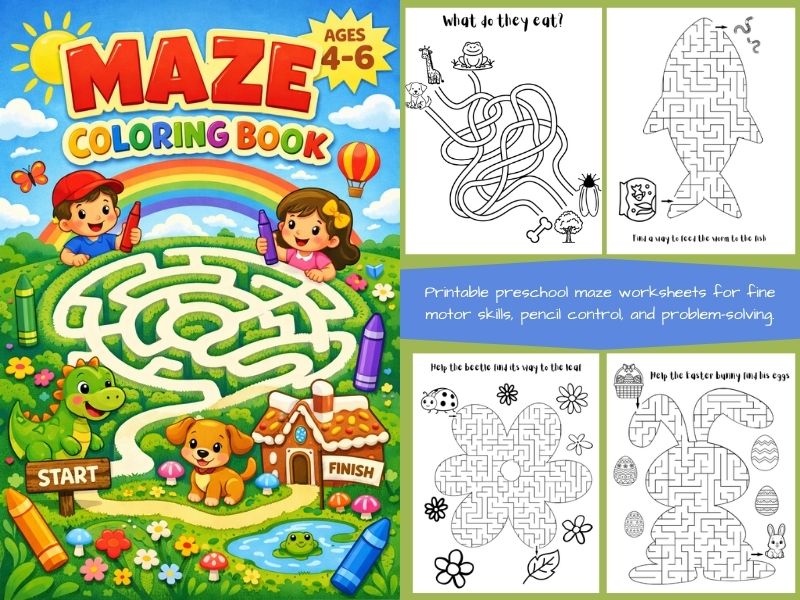 Preschool Maze Worksheets | Fine Motor Skills, Problem Solving ...