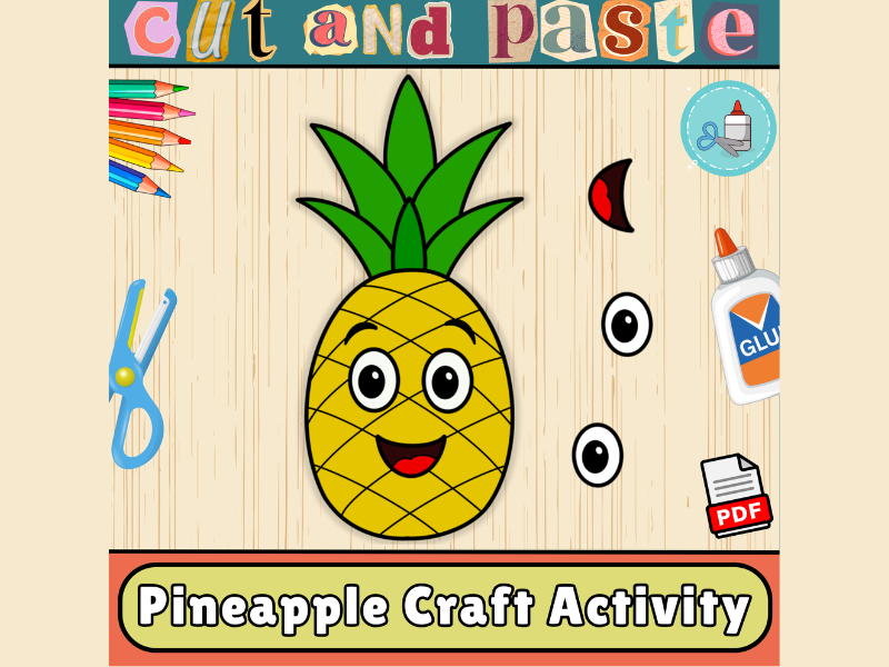 Pineapple Craft Template | Summer Craft Bulletin Board-Fruit Craft Cut & Paste