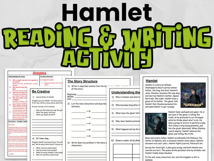 Hamlet Reading Comprehension & Writing Activity | Shakespeare | Years 4–6