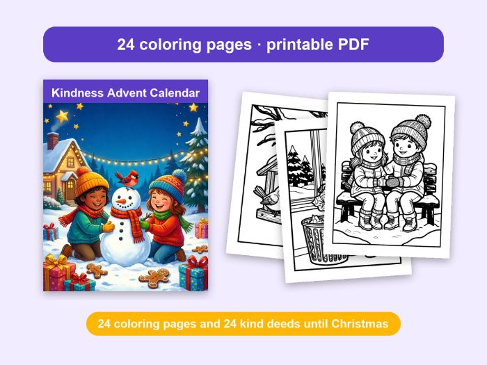 Kindness Advent Calendar: 24 Colouring Pages