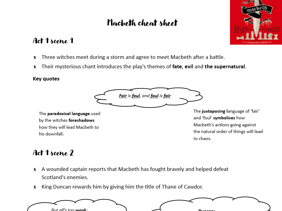 Macbeth Cheat sheet