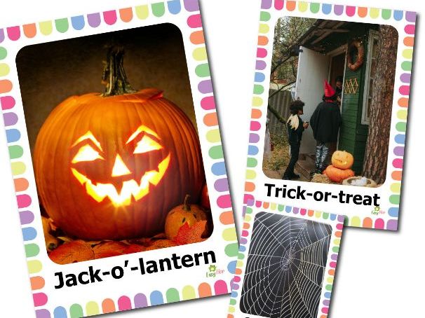 Halloween Vocabulary Flashcards with Real Photos for Preschool and Early Learners | Speech Therapy,