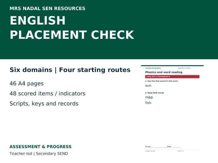 SEN English Placement Check | Early KS1-KS2