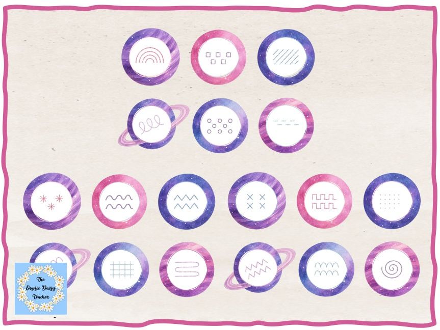 Mark Making Patterns Activity Discs – Space / Planets (Natural Theme)