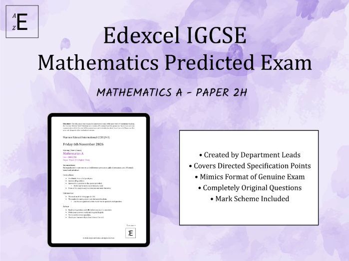 Autumn 2026 IGCSE Maths Predicted Exam - Paper 2H (Higher Tier)