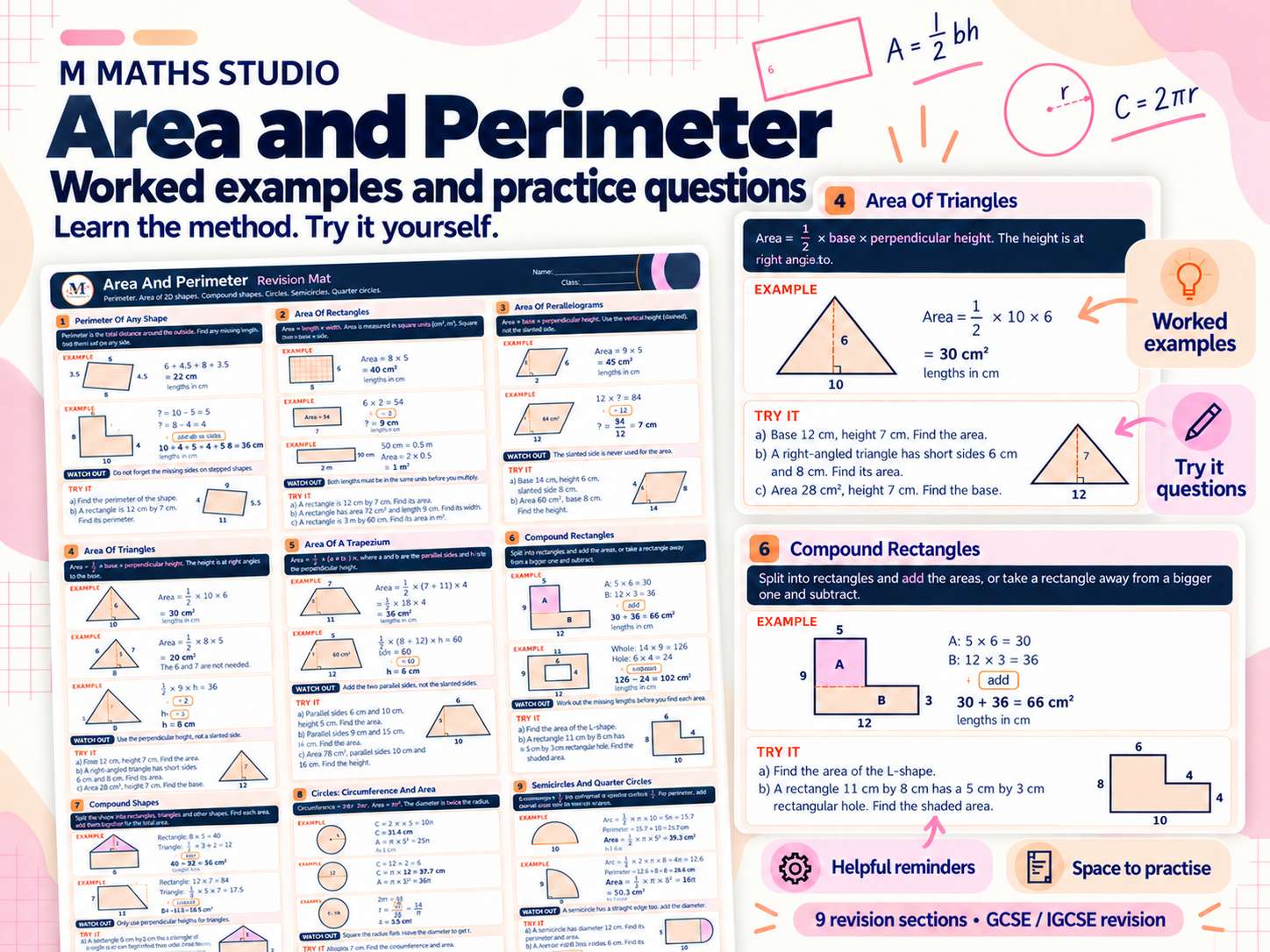 Map Questions Math Perimeter Area & Perimeter | A3 Revision Mat | Teaching Resources