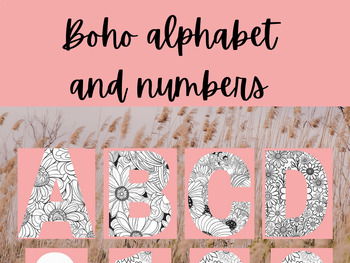 alphabet and numbers posters  boho (butterfly , flowers) coloring sheets