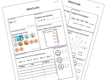 Maths 5-a-Day – Entry 3 Functional Skills / KS2 / KS3 (5 Daily Worksheets – FREE Sample)
