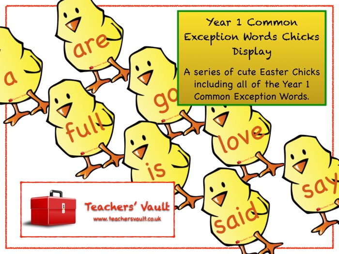 Year 1 Common Exception Words Chicks Display