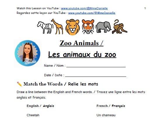 Zoo Animals - Bilingual - French-English (Mme Danielle)