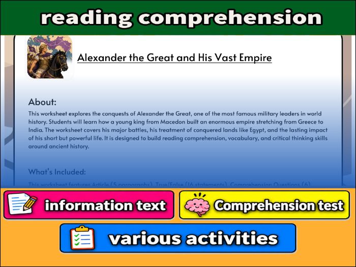 Alexander the Great and His Vast Empire- Reading Comprehension & Activities