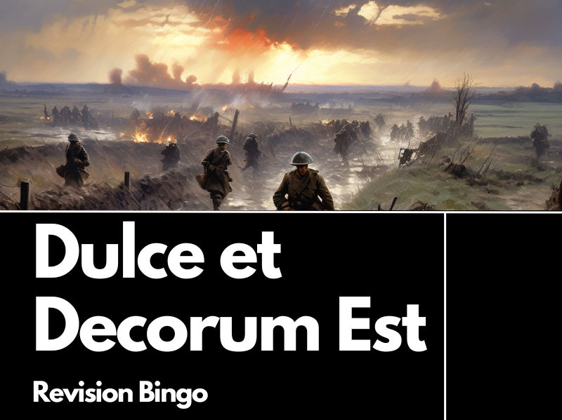 Dulce et Decorum Est Revision Bingo