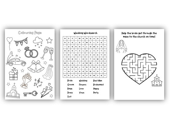 14 Page - Wedding Activity Booklet - Bride & Groom