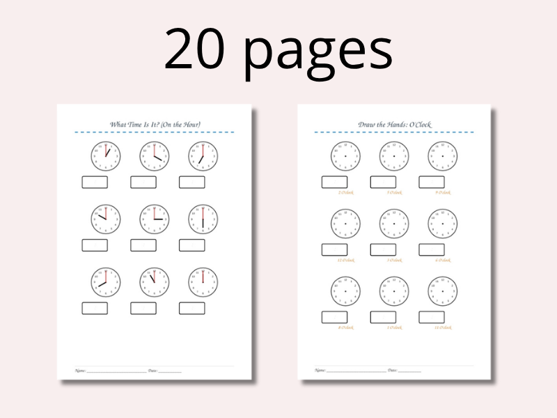 Telling Time Worksheet Bundle: O'Clock and Half Past – Clock Face Practice