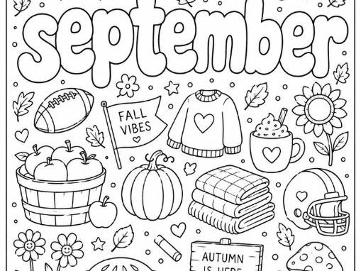 September Doodle Colouring Sheet