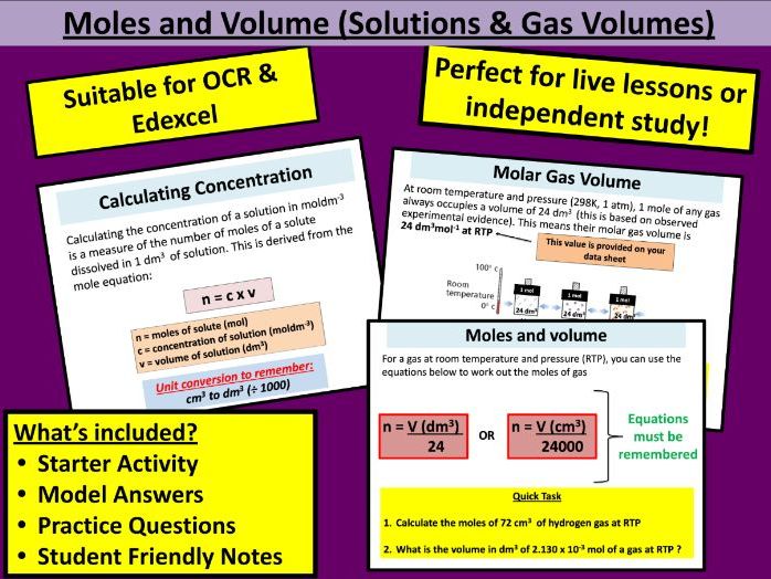 Moles & Volumes (Solutions & Gas Volumes)