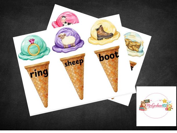 Phonics Game Ice Cream Matching Bundle Phase 2-5