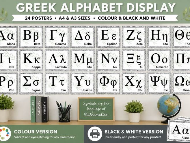 Greek Alphabet Maths Physics Display