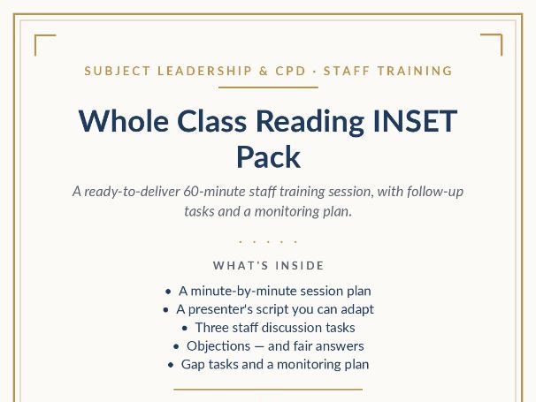 Whole Class Reading - Inset Training for Staff