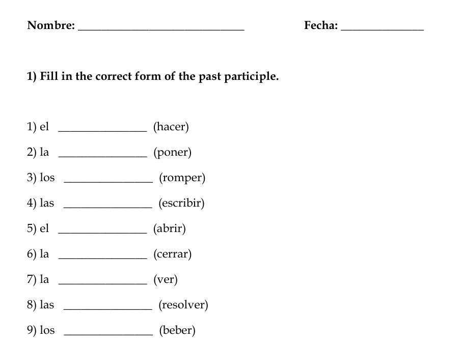 Past Participle as Adjective in Spanish