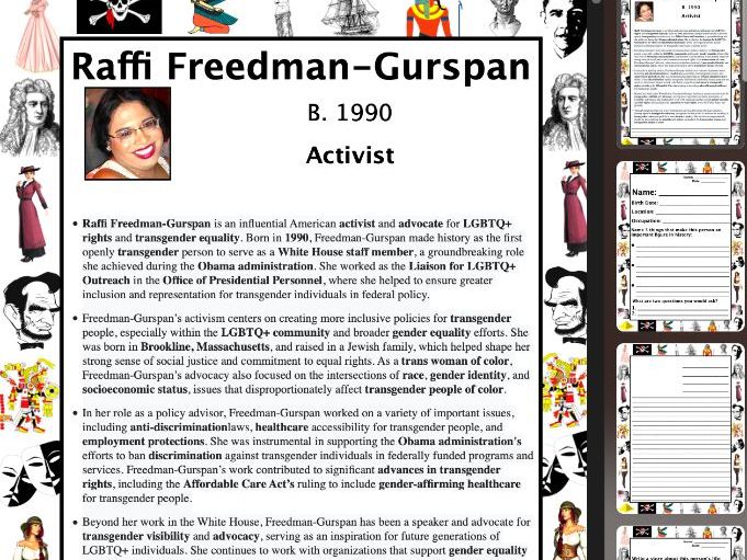 Raffi Freedman-Gurspan PACKET & ACTIVITIES, Important Historical Figures Series