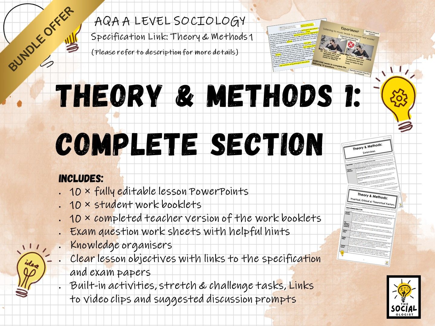 AQA A level Sociology - Theory and Methods 1 - Complete Section - Bundle