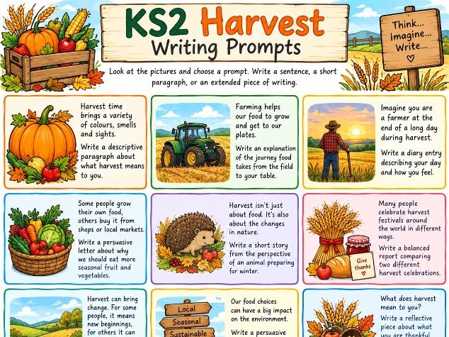 KS2 Harvest Writing Prompts | Autumn & Harvest Writing Activities