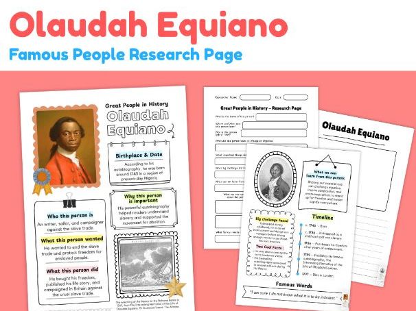 Olaudah Equiano Research Project | Black History Month Worksheets
