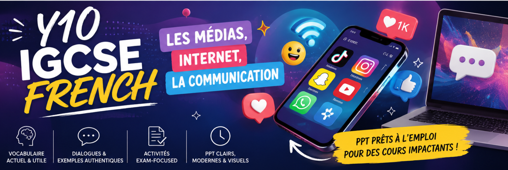 IGCSE / GCSE French - les medias, internet, la communication - PPT Edexcel Bundle