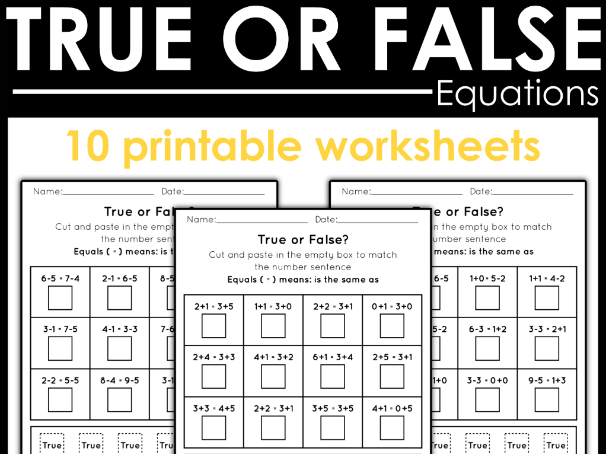 Multiplication & Division Balancing Equations - True or False Worksheets | KS2 Maths (Year 3-4)