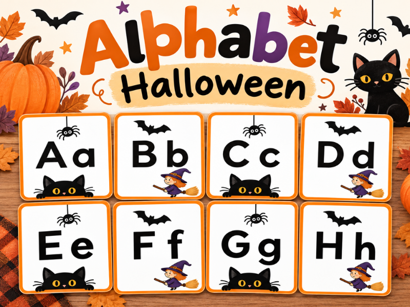 October Alphabet Letter Cards