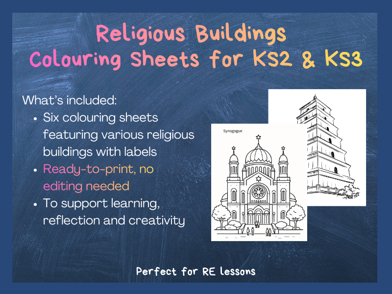 Religious Buildings Colouring Sheets KS2 & KS3
