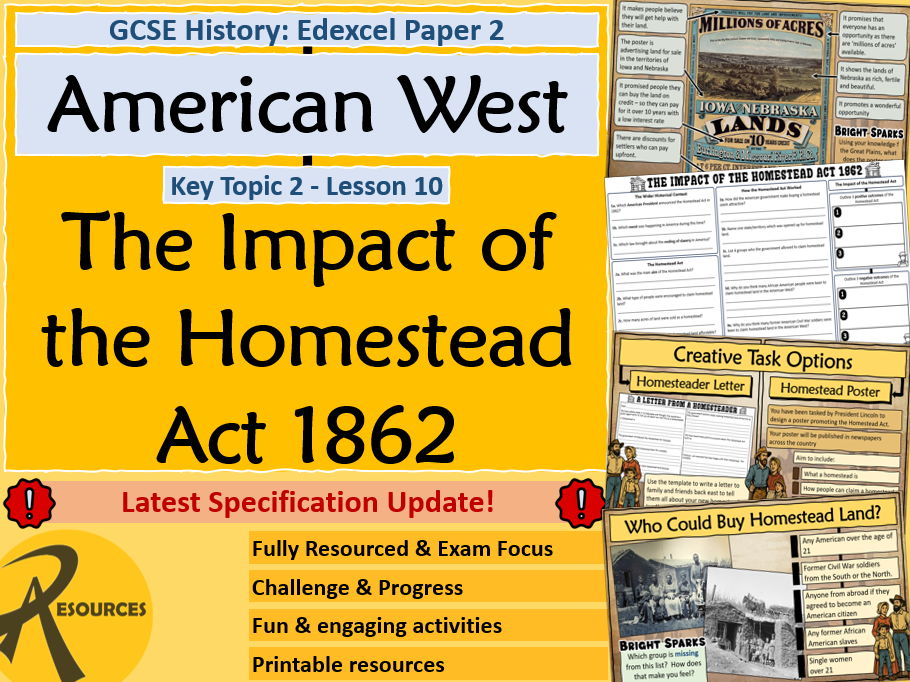 Homestead Act 1862 - American West - GCSE History Edexcel - Lesson 10