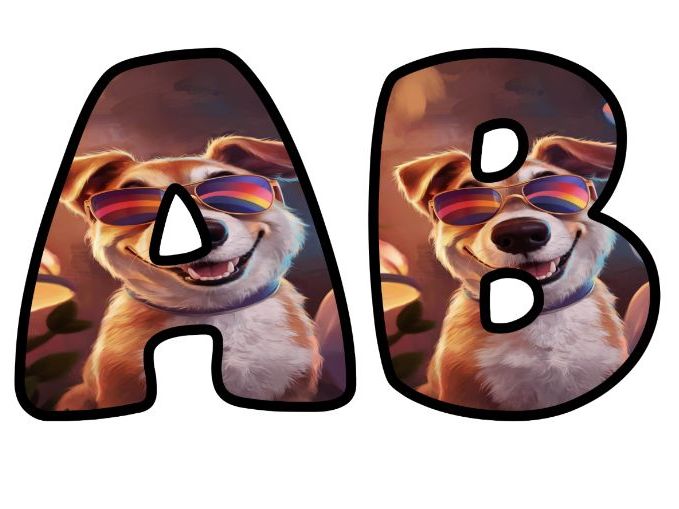 Dog Sunglasses Shades Happy Art Classroom Display | Lettering Set | Upper & Lowercase, 0-9 and Signs