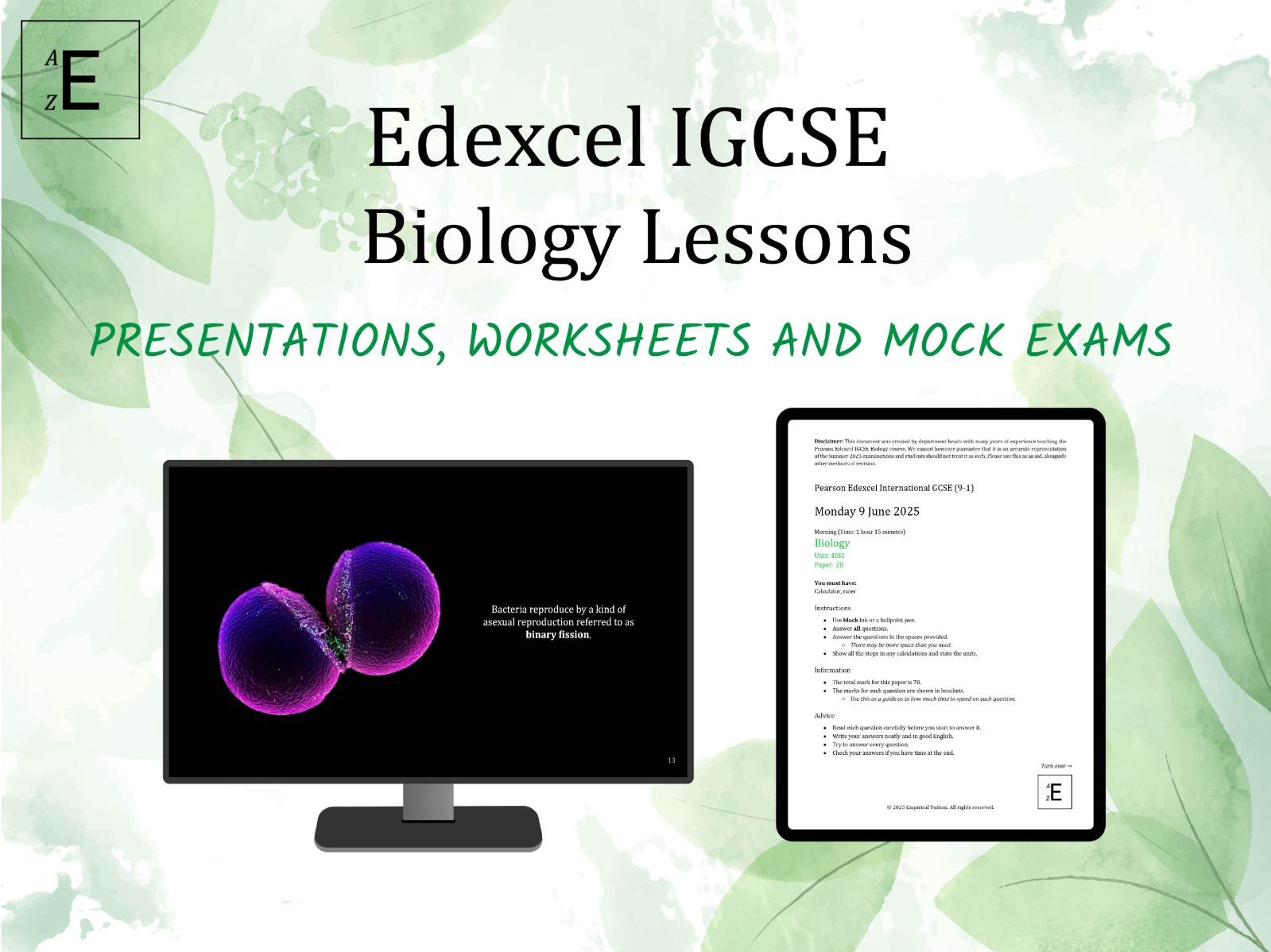 Edexcel IGCSE Biology Lessons - The Complete Course (Presentations, Worksheets and Mocks)