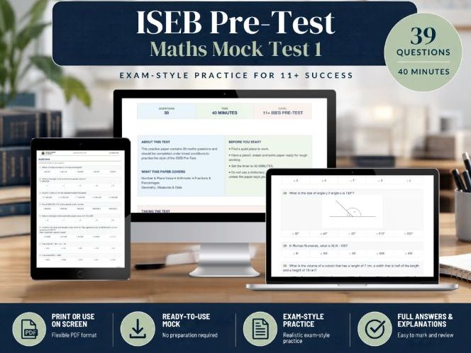 ISEB Pre-Test 11+ Maths Mock Test 1 | 39 Questions, Answers & Explanations