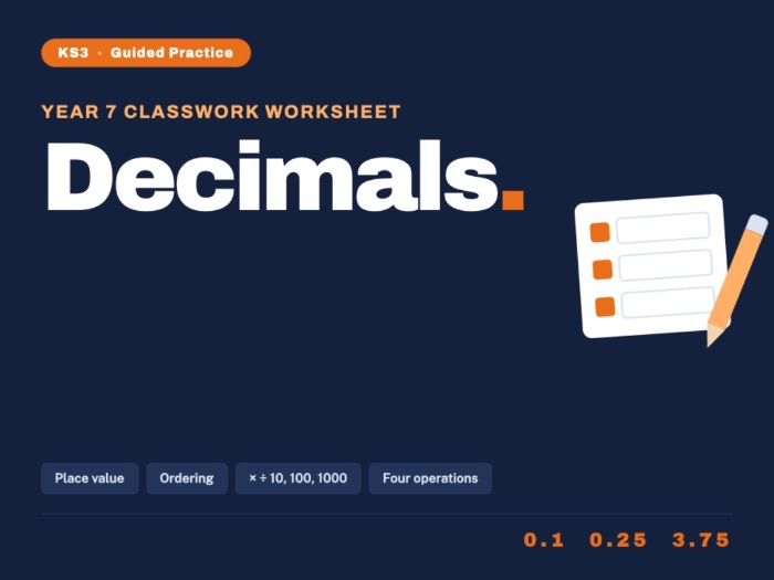 Year 7 Maths | Decimals | Classwork